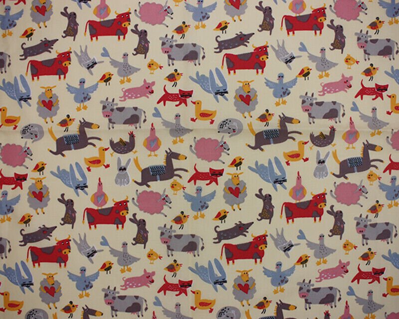 Farm Animals Cream Polycotton Children Fabric Sold By Half Metre