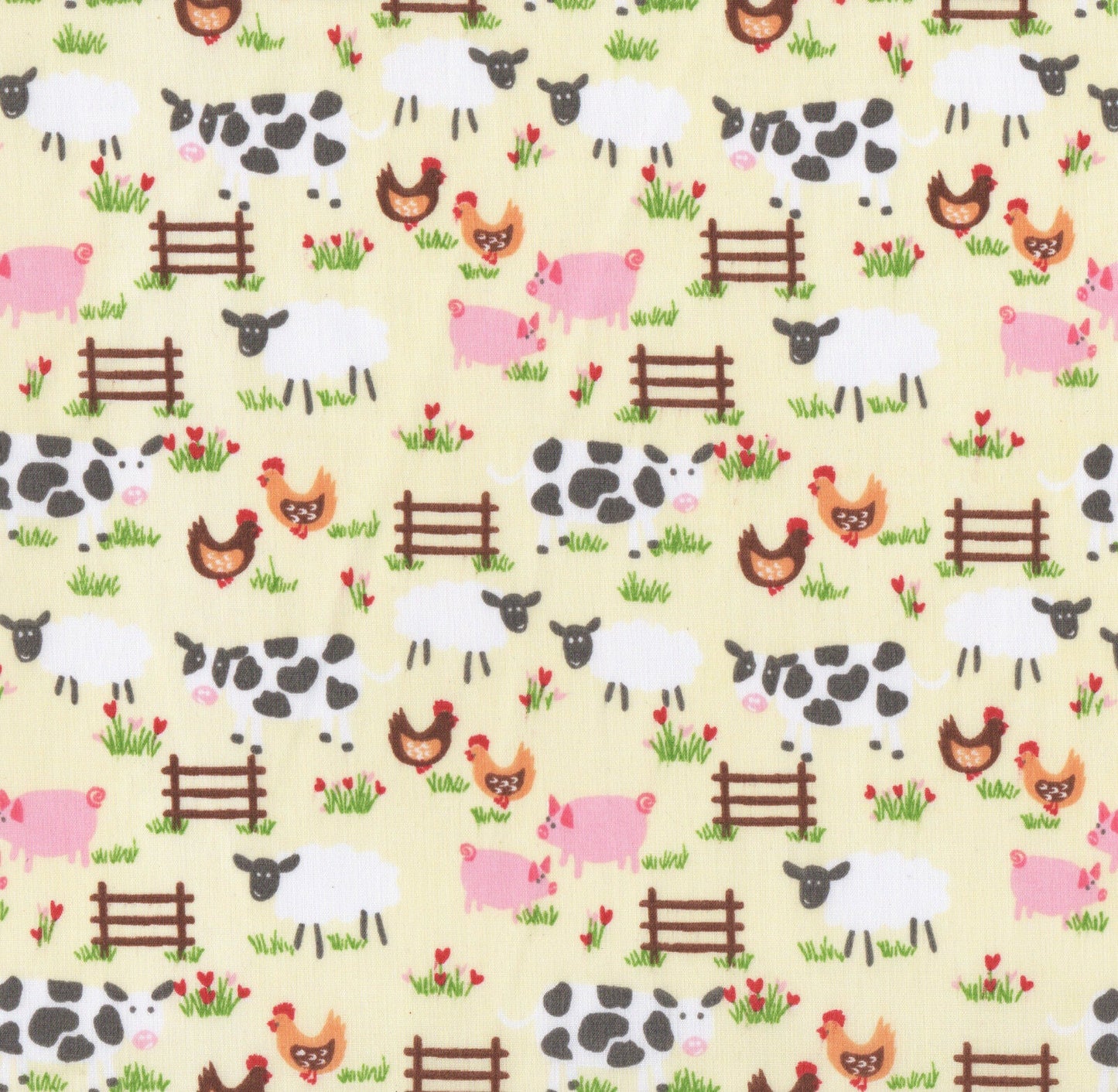 Farmyard Cream Polycotton Children Fabric Choose Size - Home - Crafts