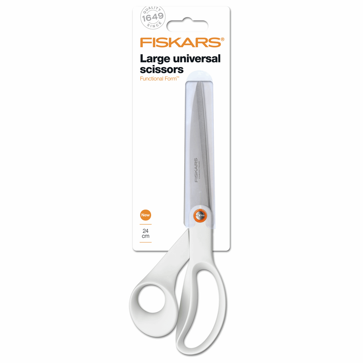 Fiskars White Scissor 24cm General Purpose Sharp Blade For Cutting Paper Fabric Sewing Accessory