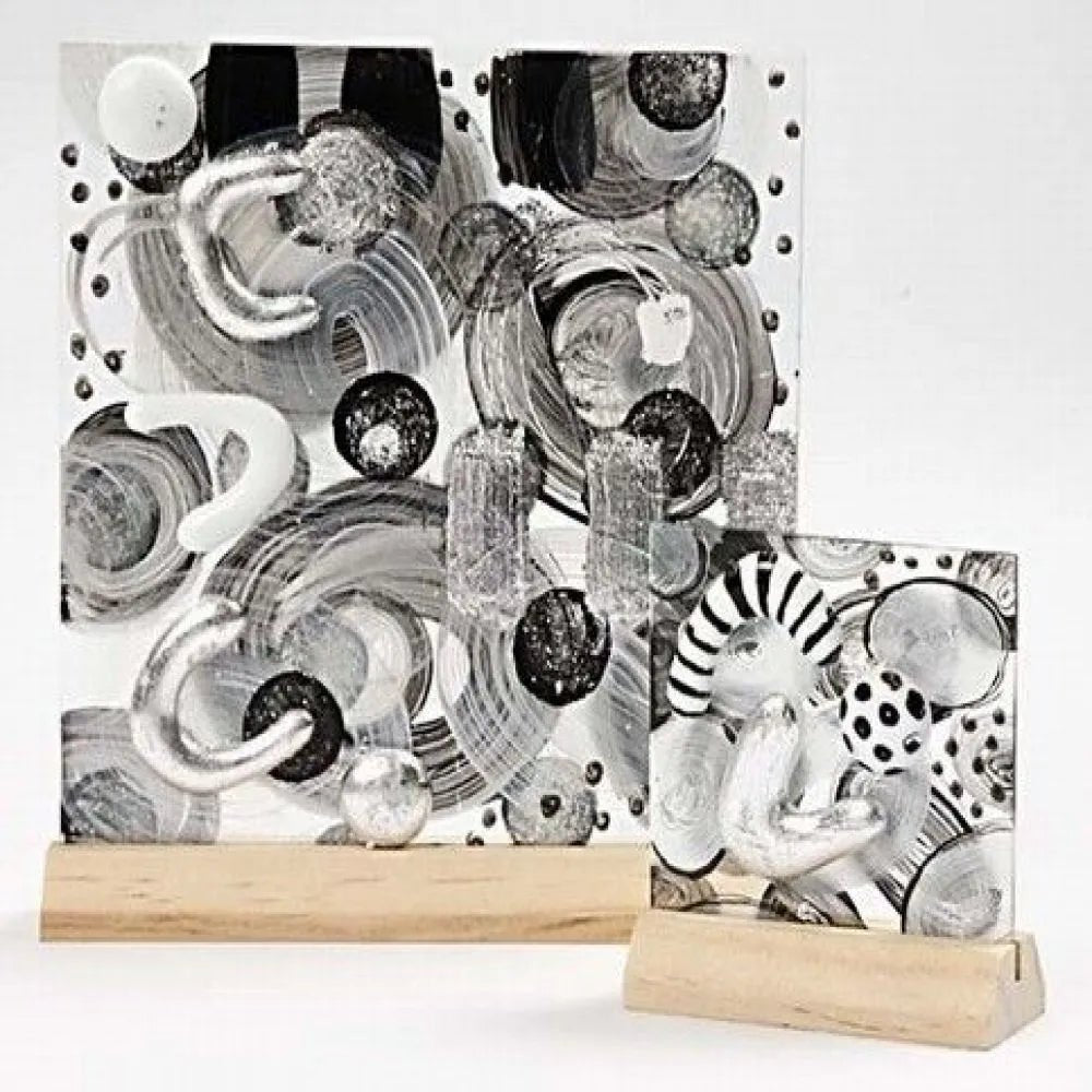 Glass Plate with Wooden Holder Smooth Edges Perfect Handmade Gift Trophy