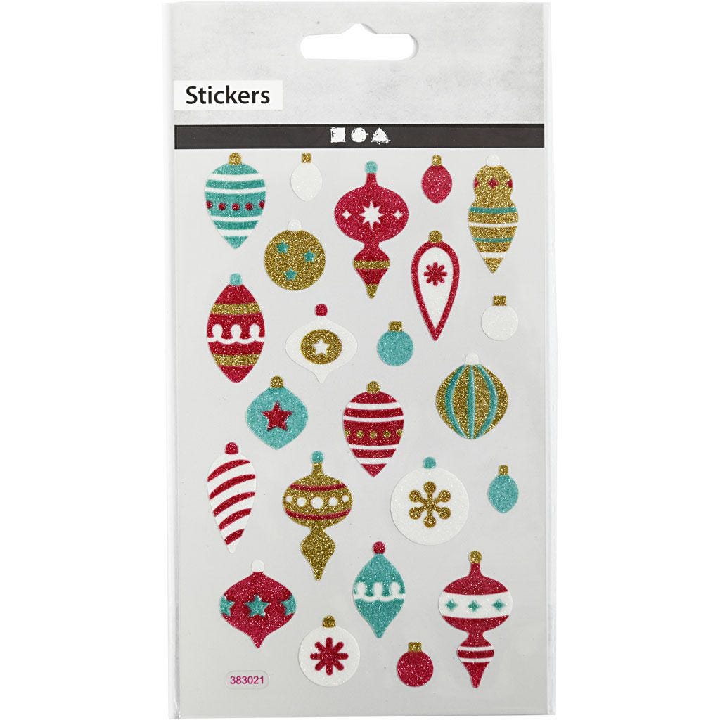 Glitter Stickers Sheet Christmas Ornaments 10x16cm Self-Adhesive