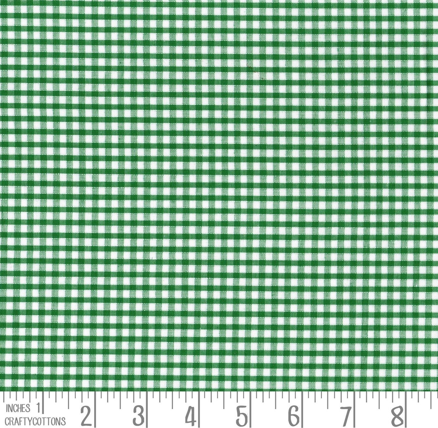 Green Gingham Polycotton 1/8" Checked Fabric Select Size 112cm Wide - Home - Crafts