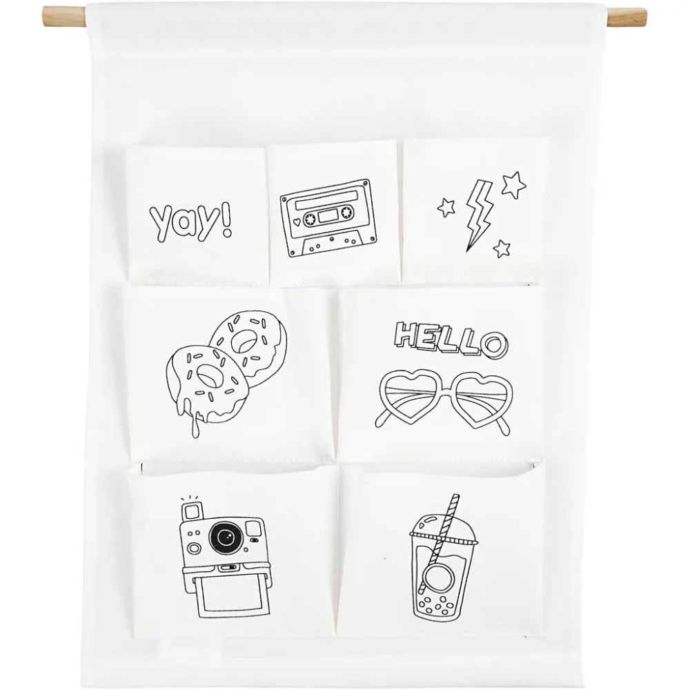 Hanging Canvas Organiser Natural White Pockets Christmas Filler Advent