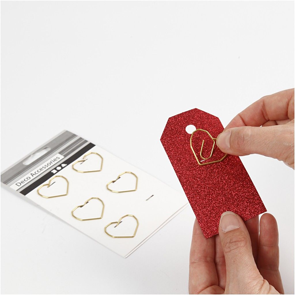 Heart Shaped Metal Gold Colour Paperclips For Card Gift Decorations 30 mm x 20 mm - Home - Crafts
