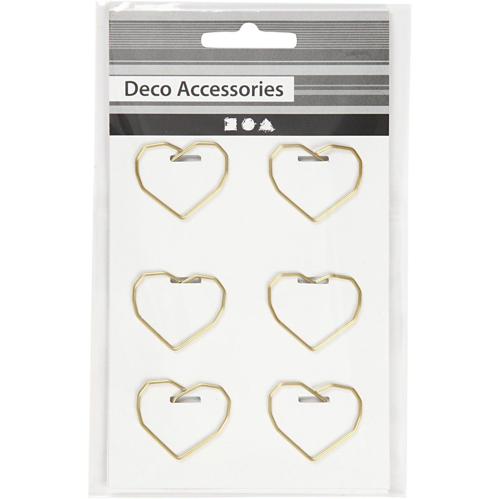 Heart Shaped Metal Gold Colour Paperclips For Card Gift Decorations 30 mm x 20 mm - Home - Crafts