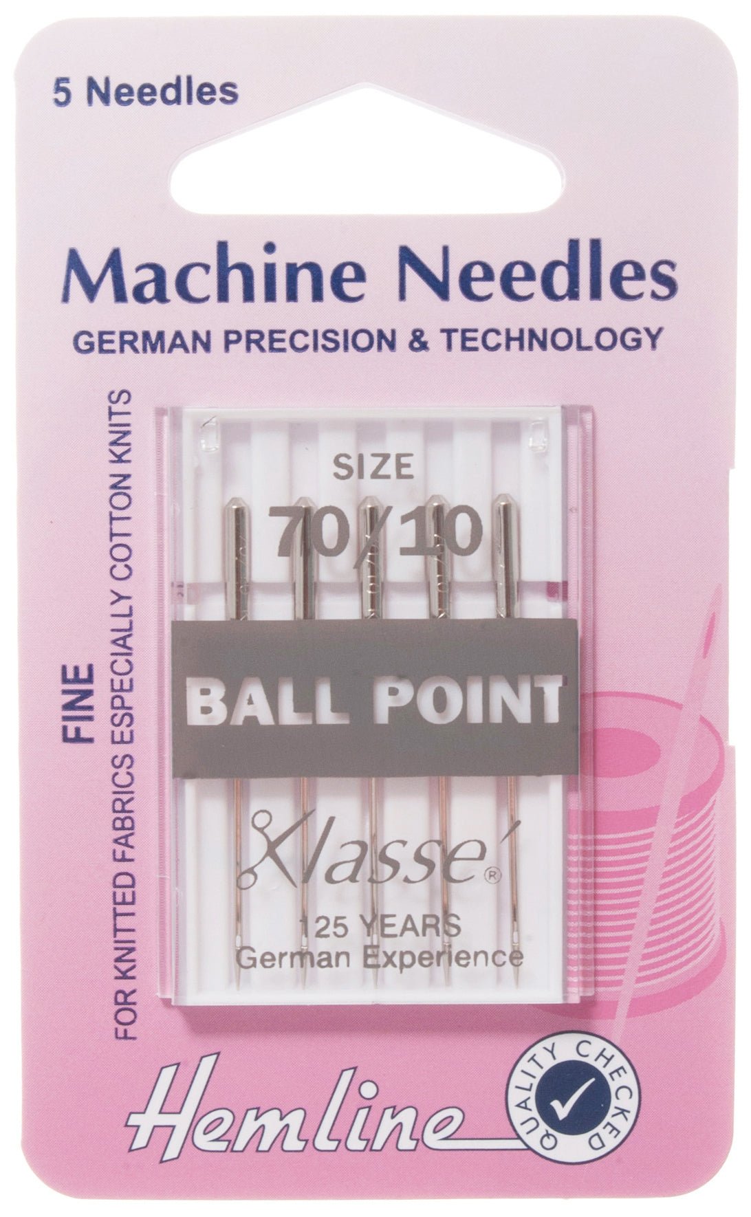 Hemline Ball Point Sewing Machine Needles Fine - 70 / 10 - Home - Crafts