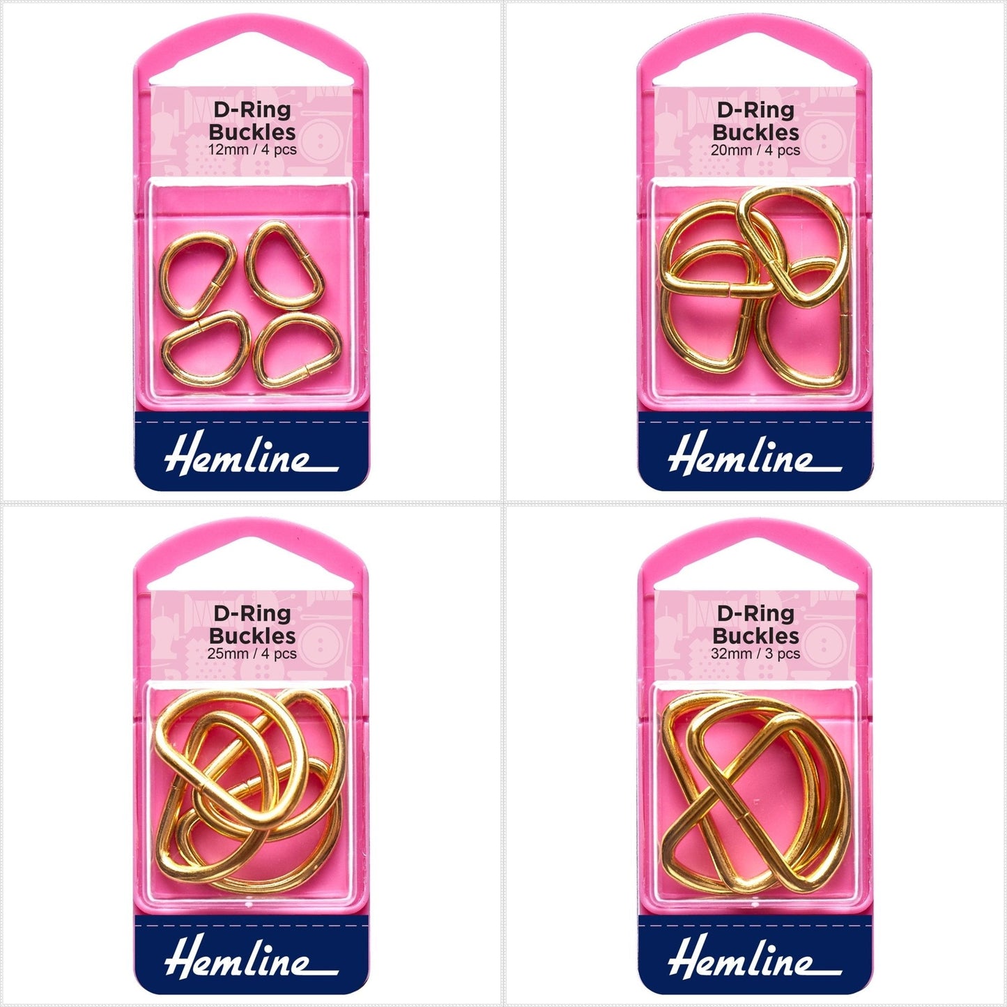 Hemline D Shaped Gold Rings Assortment Macramé Bag Making Crafts - Select Size - Home - Crafts