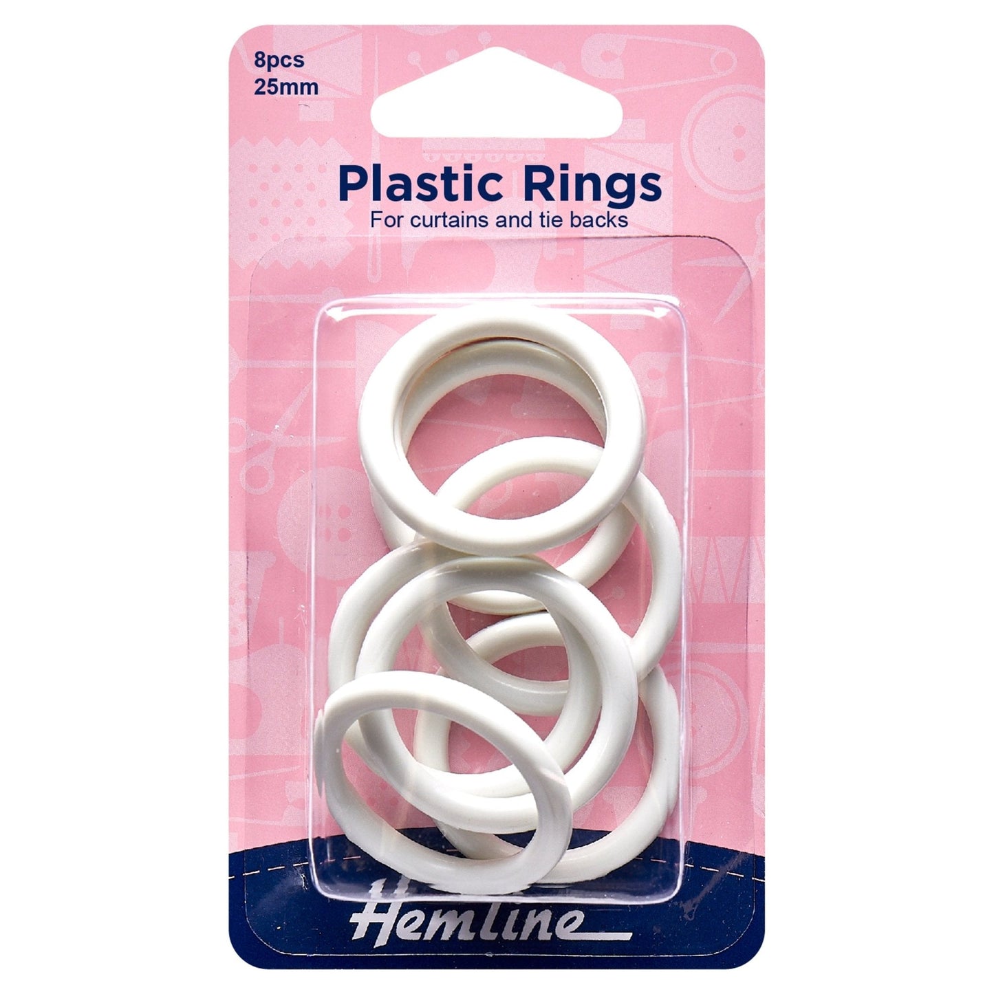 Hemline Plastic White Curtain Rings Assortment Macramé Crafts - Select Size - Home - Crafts