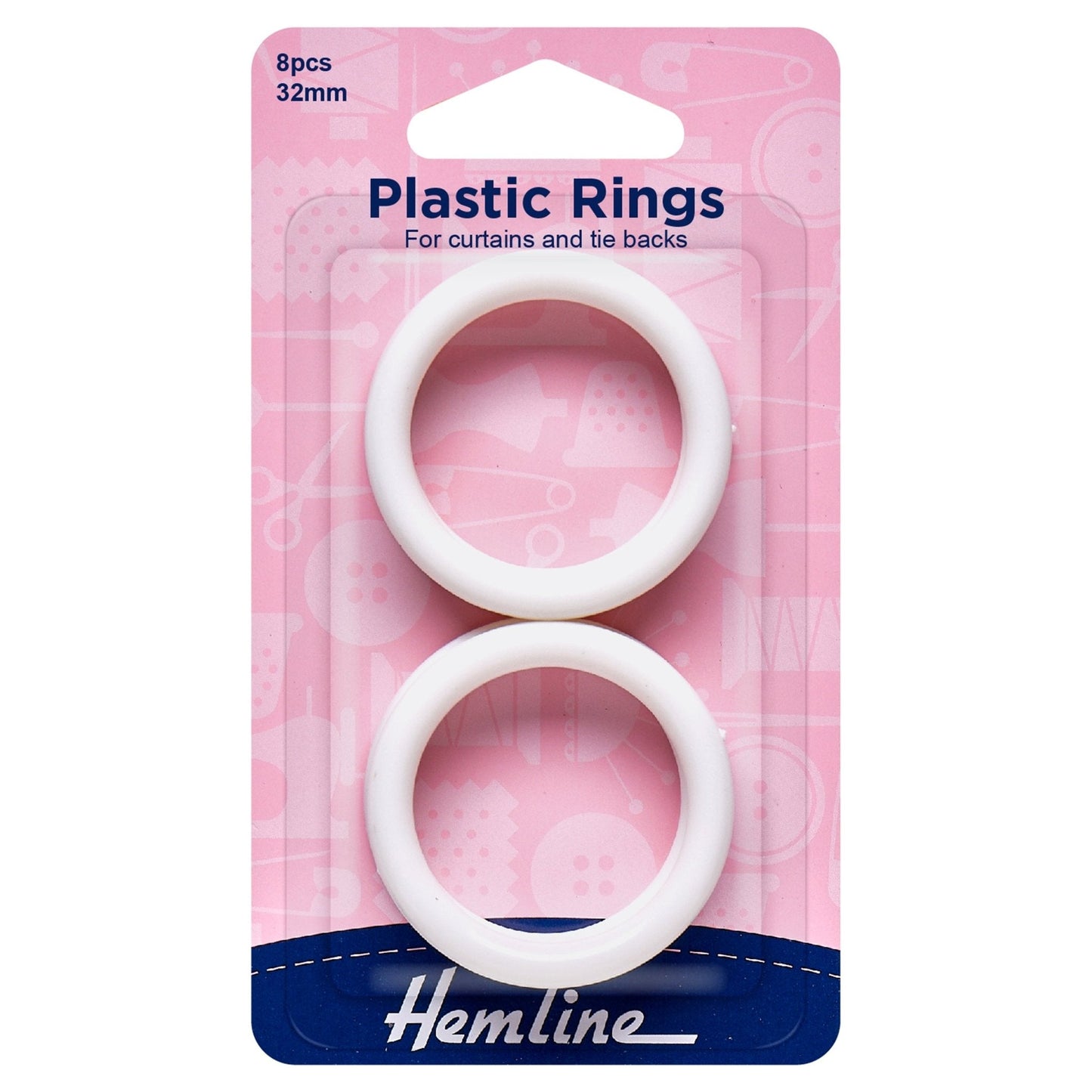 Hemline Plastic White Curtain Rings Assortment Macramé Crafts - Select Size - Home - Crafts