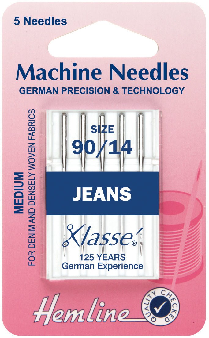 Hemline Sewing Machine Needles Jean Medium 90/14 - Home - Crafts