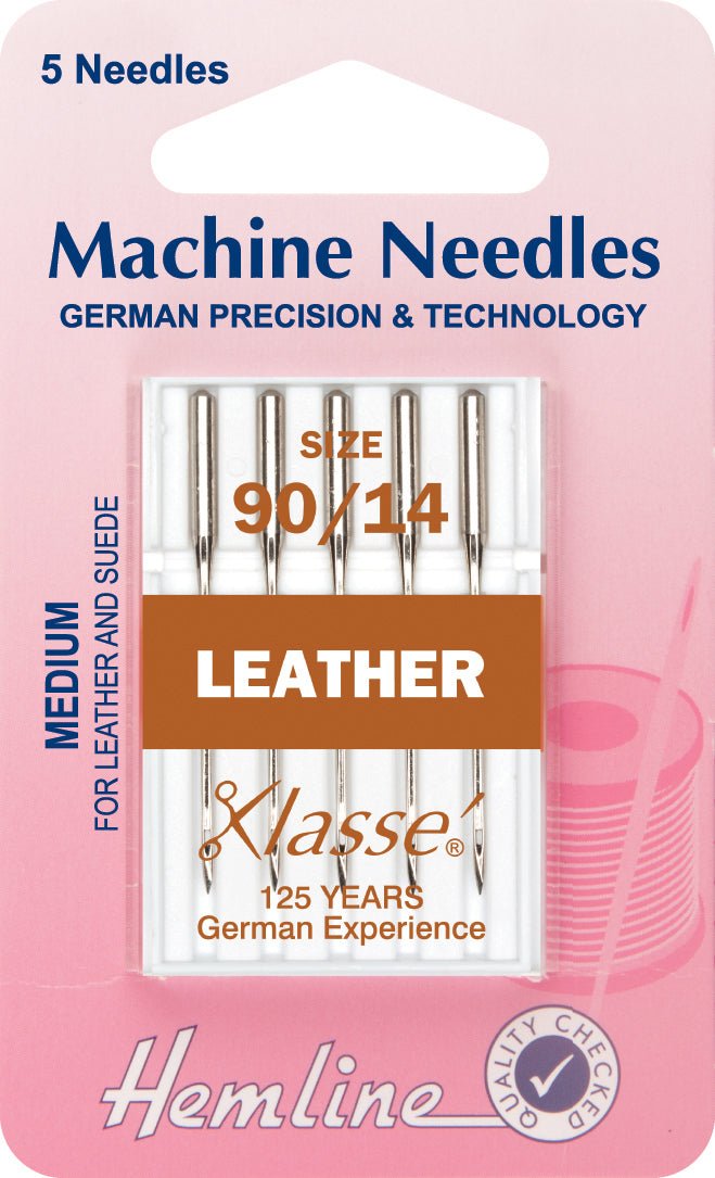 Hemline Sewing Machine Needles Leather Medium - 90/14 - Home - Crafts