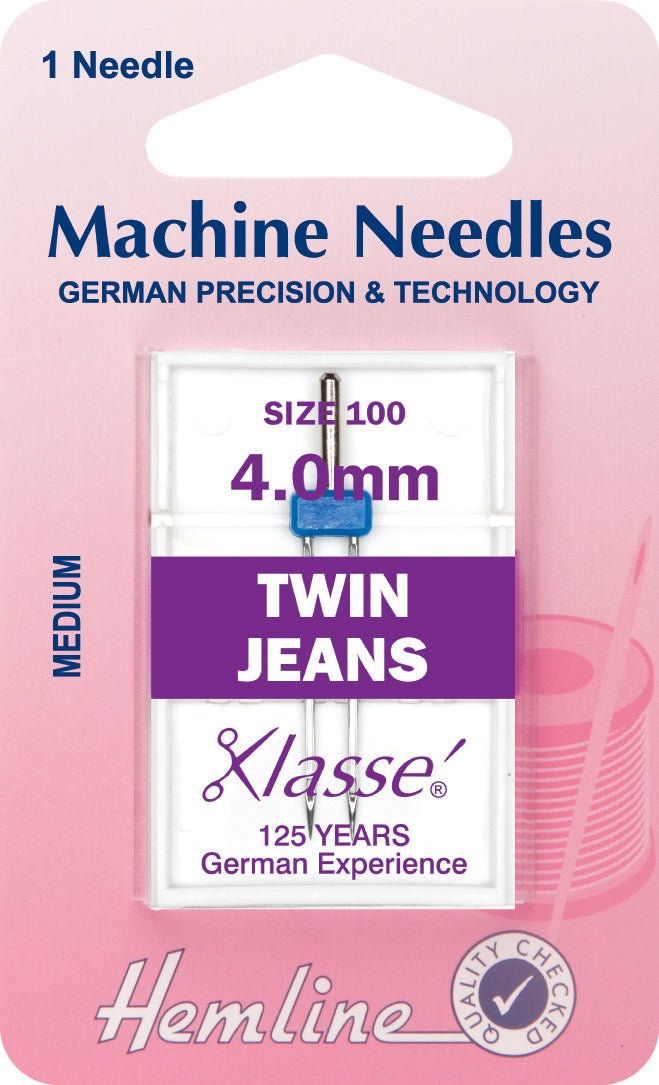 Hemline Universal Machine Needles Twin Jeans - 4mm - Home - Crafts