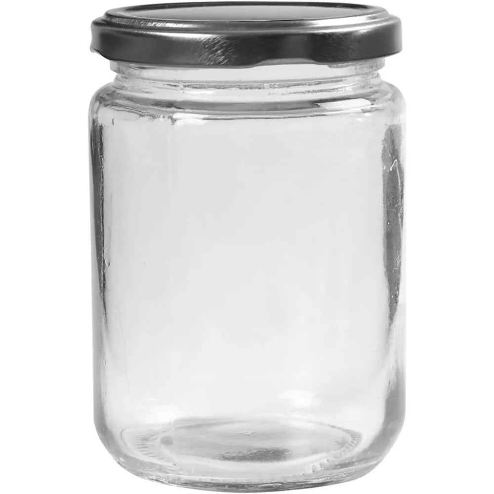 Jam Jars Bottles Glass Transparent Airtight Preserve Silver Lid 100-270ml