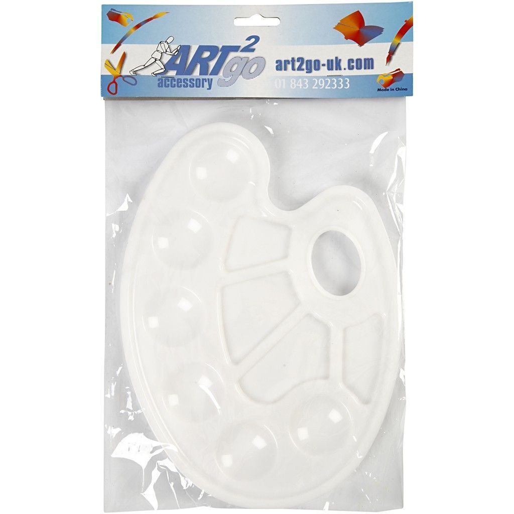 Kidney Shape Plastic Artists Palette With Thumb Hole For Painting 23.5 cm - Home - Crafts