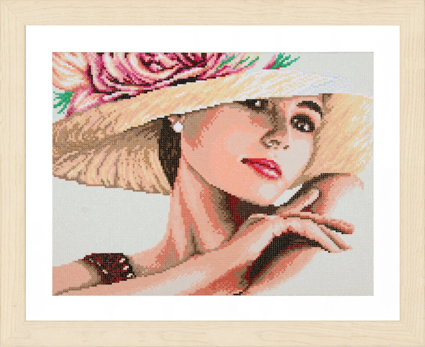 Lanarte Diamond Painting Needlecraft Kit Poylester Canvas Children Crafts 49x37 cm - Lady With Hat - Home - Crafts