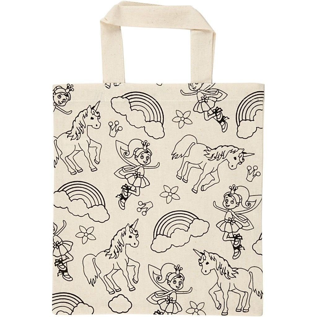 Light Natural Colour Unicorn Print Motif Cotton Shopping Bag For Storage 135g/m2 - Home - Crafts