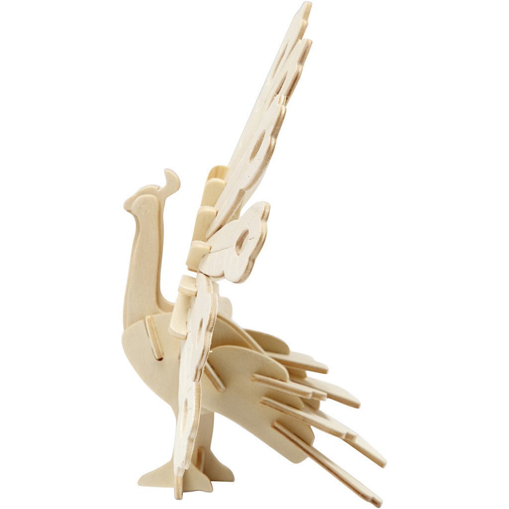 Light Wood 3D Construction Figure Kit Toys Decoration Crafts 10x20.5x17.5cm - Peacock - Home - Crafts
