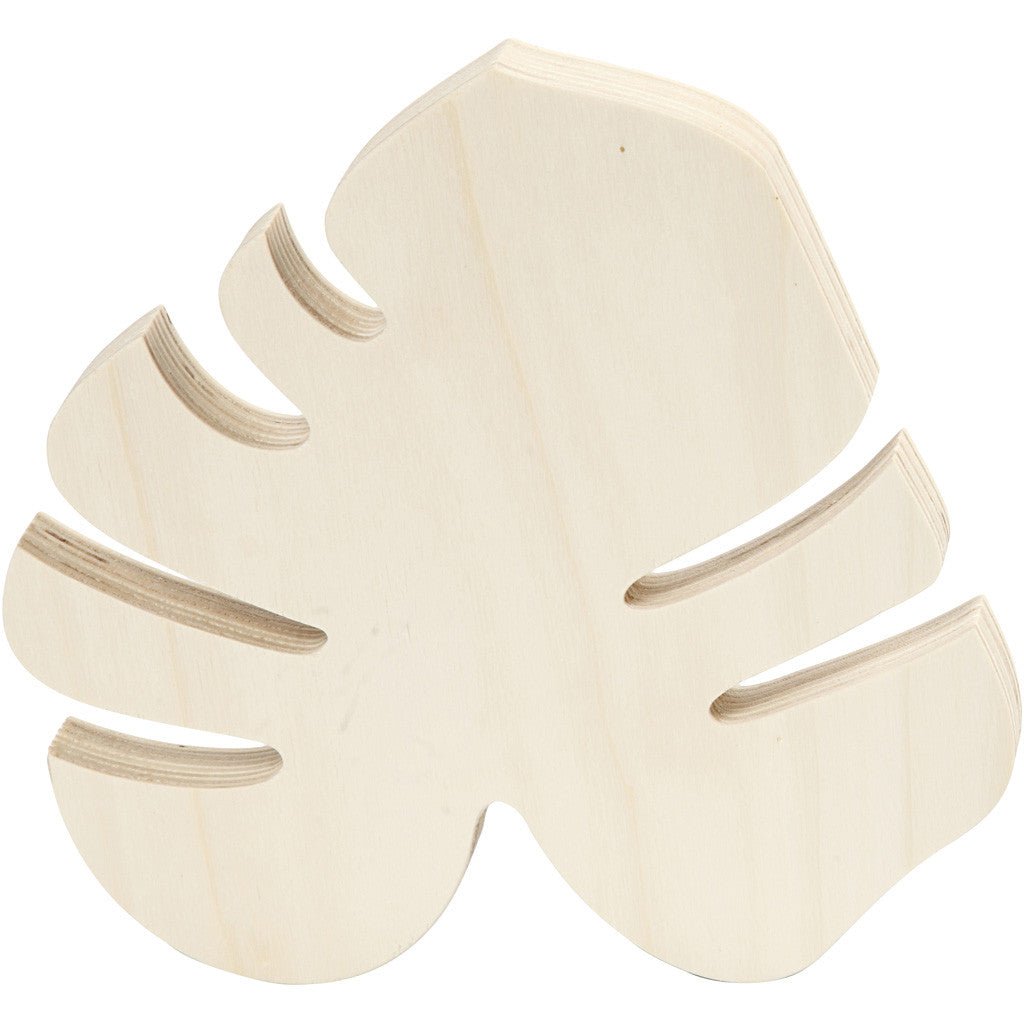 Light Wood Carved Monstera Leaf Decoration Crafts W: 20 cm H: 19 cm - Home - Crafts