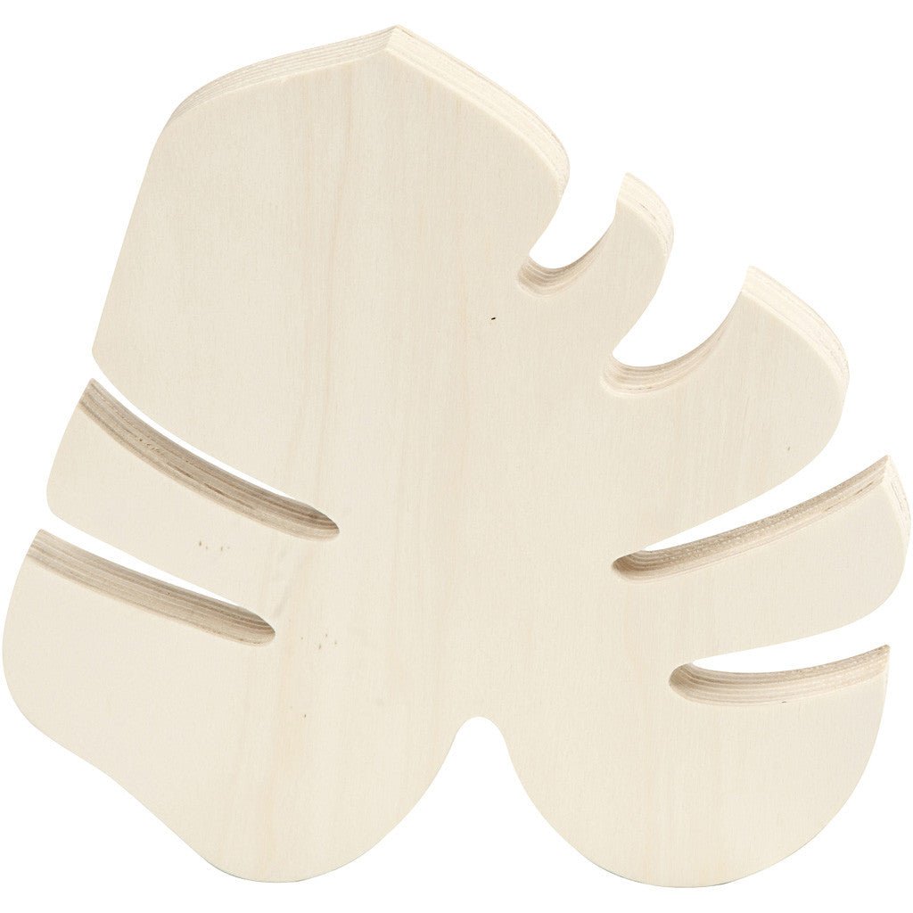 Light Wood Carved Monstera Leaf Decoration Crafts W: 20 cm H: 19 cm - Home - Crafts