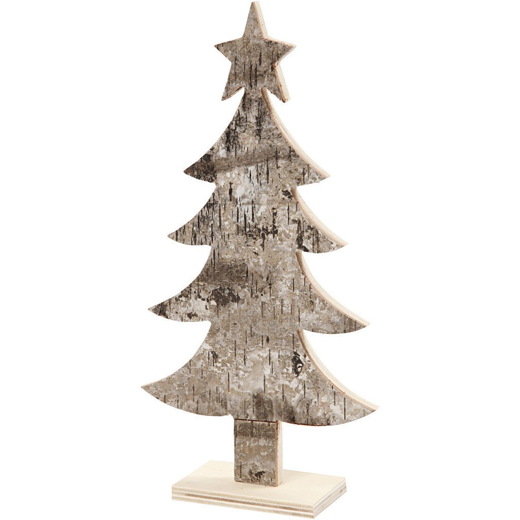 Light Wood Christmas Tree With Foot Decoration Crafts W: 13 cm H: 26 cm - Home - Crafts
