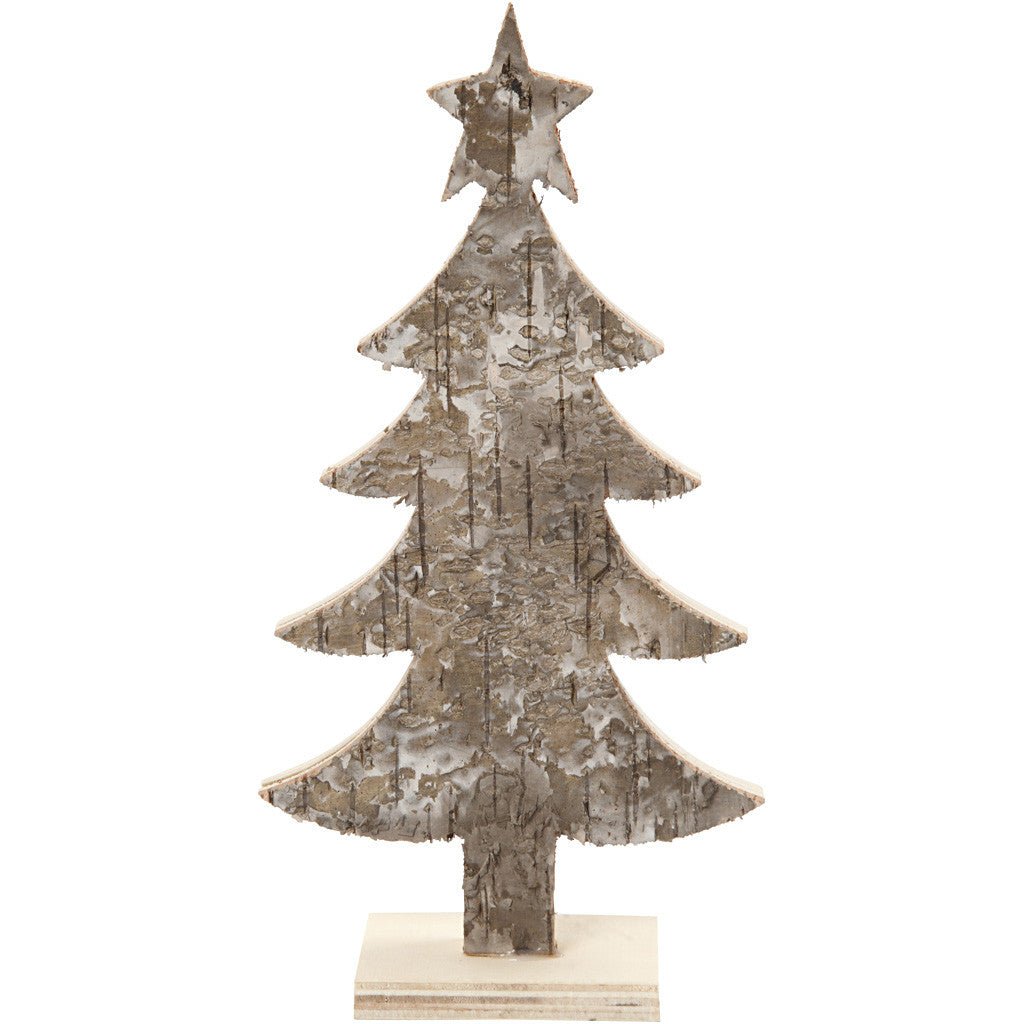 Light Wood Christmas Tree With Foot Decoration Crafts W: 9 cm H: 18 cm - Home - Crafts