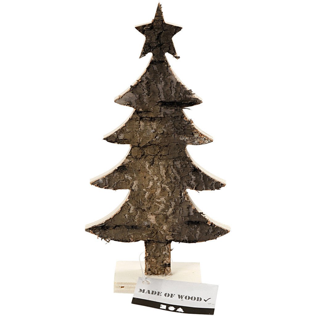 Light Wood Christmas Tree With Foot Decoration Crafts W: 9 cm H: 18 cm - Home - Crafts