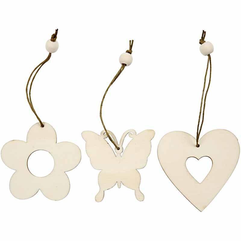 Light Wood Flower Butterfly Heart Shaped Ornaments Decoration Craft - Home - Crafts