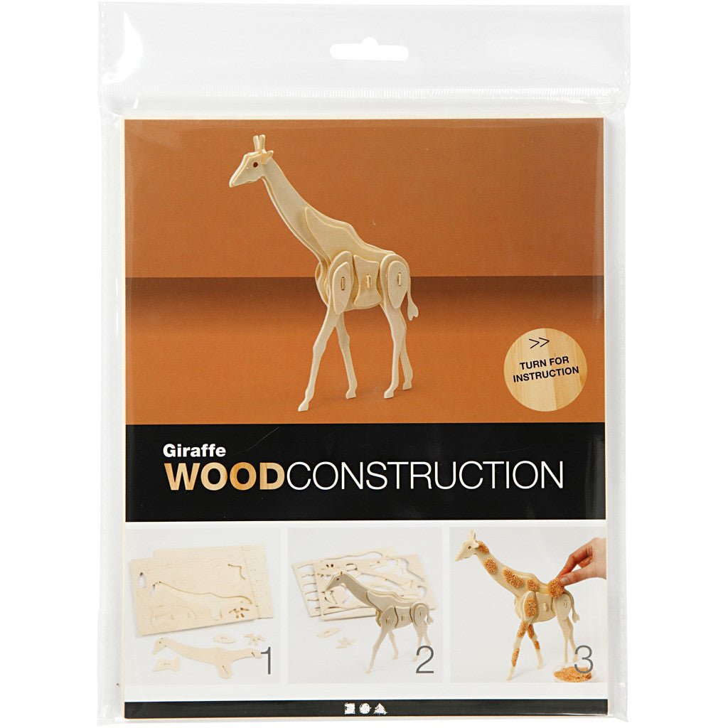 Light Wood Giraffe 3d Construction Figure Kit Toys Decoration Crafts 20x4.2x25cm - Wooden Miniature - Home - Crafts