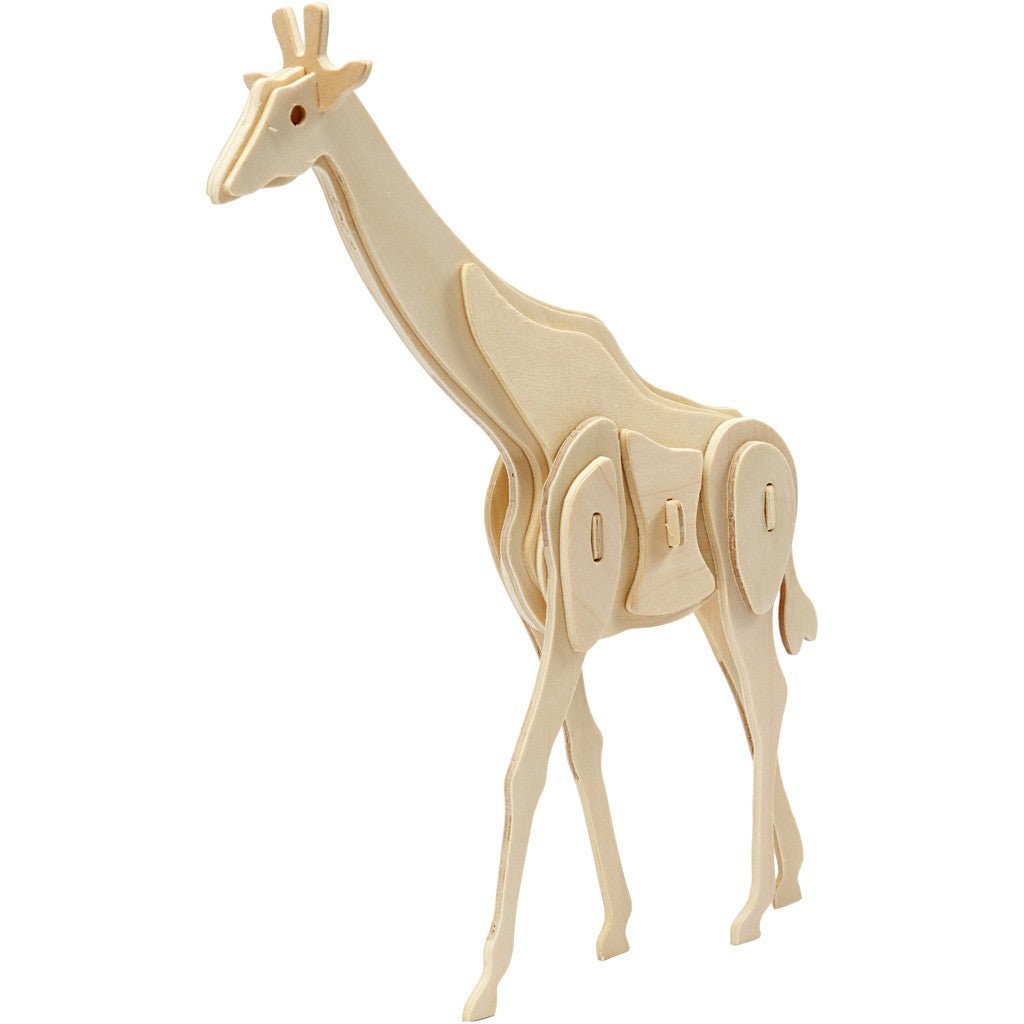 Light Wood Giraffe 3d Construction Figure Kit Toys Decoration Crafts 20x4.2x25cm - Wooden Miniature - Home - Crafts