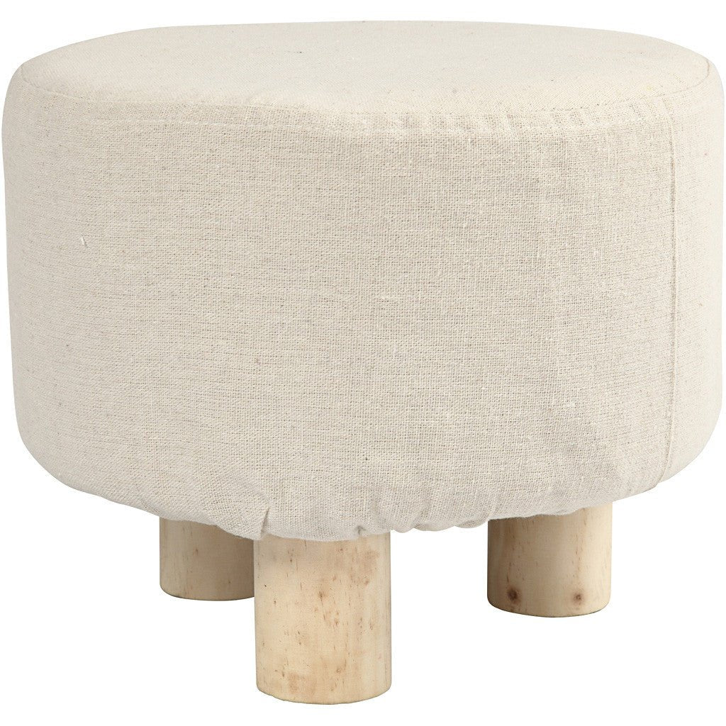 Light Wood Padded Footstool With Fabric Cover Home Furnishings Decoration Crafts D: 26 cm H: 21.5 cm - Home - Crafts