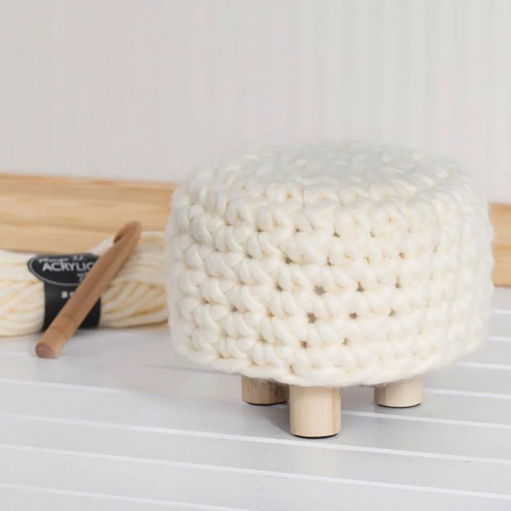 Light Wood Padded Footstool With Fabric Cover Home Furnishings Decoration Crafts D: 26 cm H: 21.5 cm - Home - Crafts