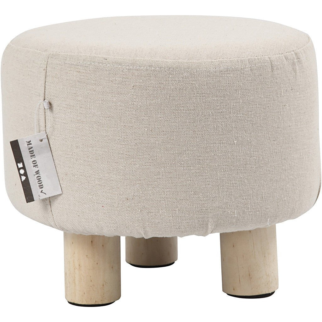 Light Wood Padded Footstool With Fabric Cover Home Furnishings Decoration Crafts D: 26 cm H: 21.5 cm - Home - Crafts