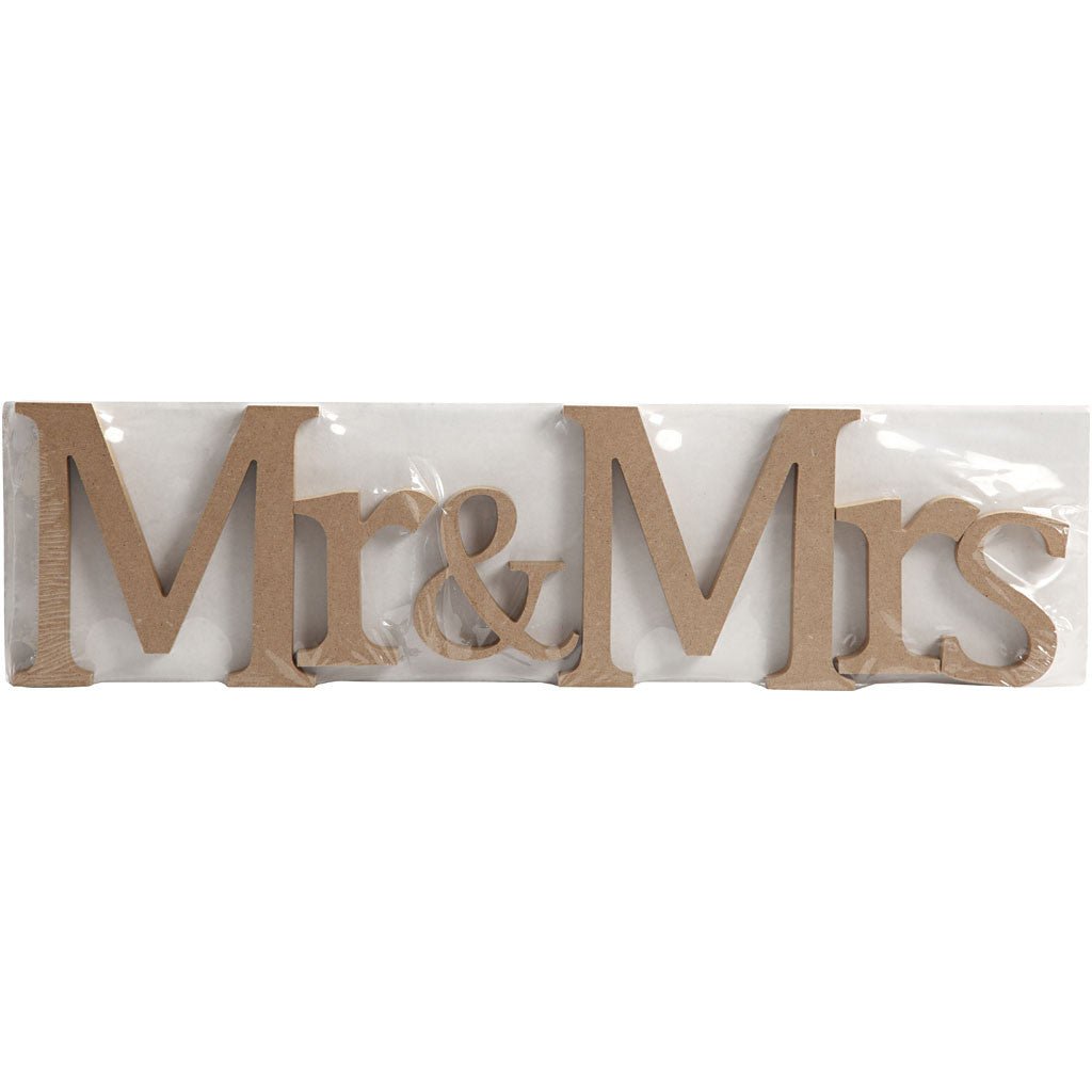 MDF Wood Molded Motif Decoration Letters Symbol Crafts H: 13 cm T: 1.5 cm - Mr & Mrs - Home - Crafts