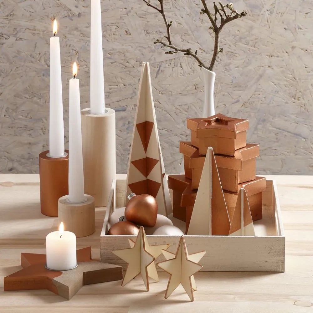MDF Wood Tea Light Star Shaped Metal Candle Holder Home Decorations Crafts H: 18 mm - Home - Crafts