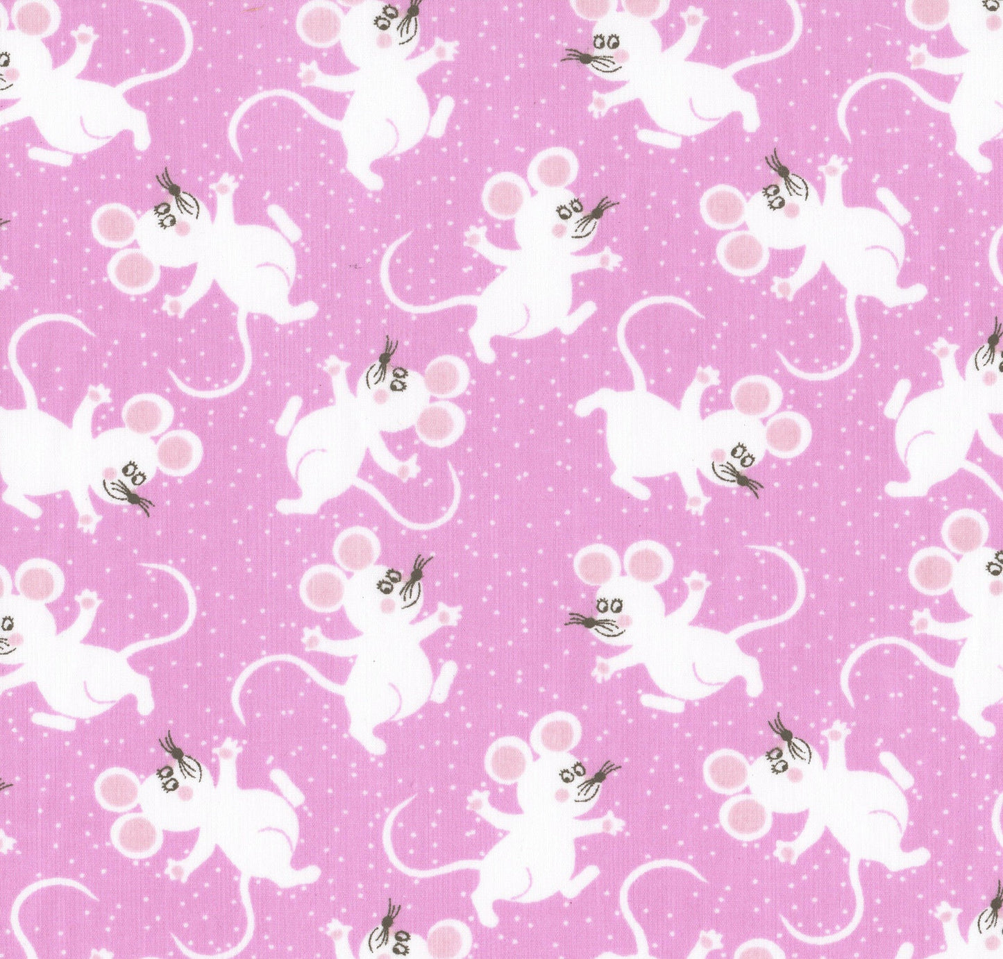 Mice Lilac Polycotton Children Fabric Choose Size - Home - Crafts
