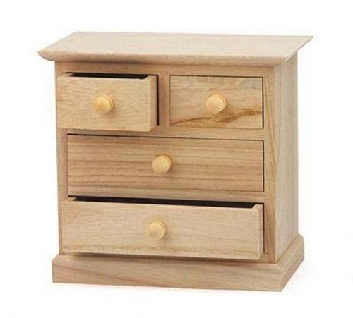 Mini 17 cm Craft Wooden Jewellery Box Large & Small Drawers Paint Decorate - Home - Crafts