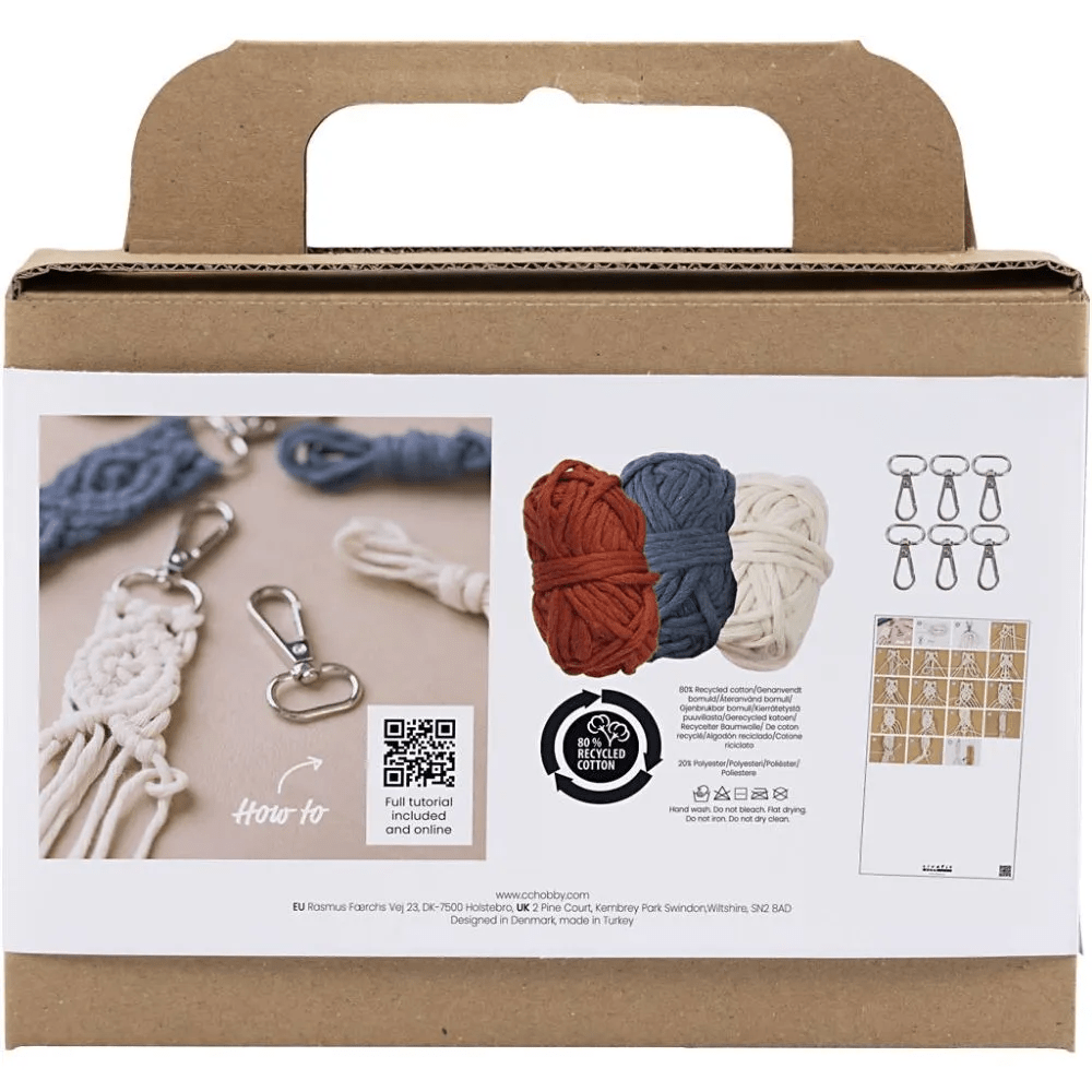 Mini Craft Kit Macramé Key Ring Bag Beginners Friendly Tutorial Video