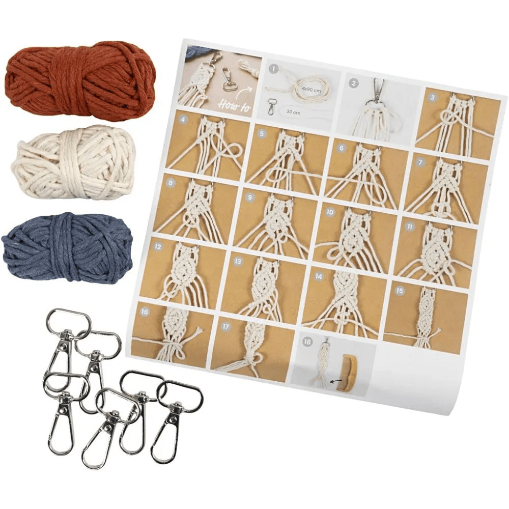 Mini Craft Kit Macramé Key Ring Bag Beginners Friendly Tutorial Video