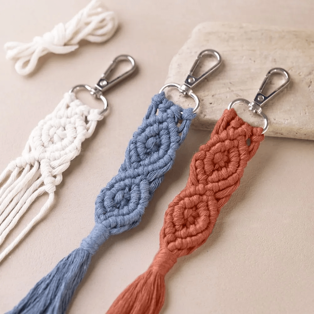 Mini Craft Kit Macramé Key Ring Bag Beginners Friendly Tutorial Video