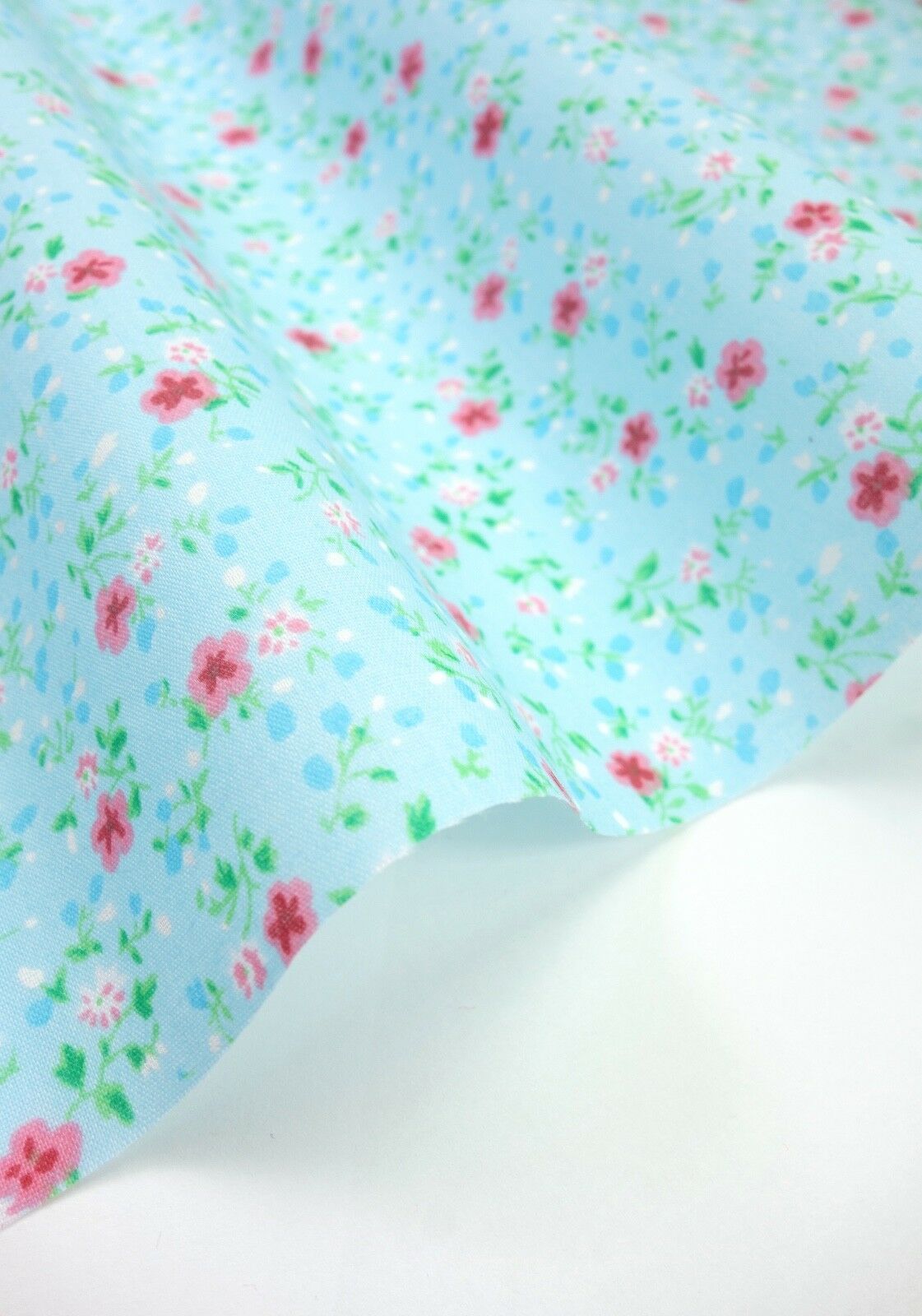 Olivia Blue Shabby Chic Polycotton Floral Fabric