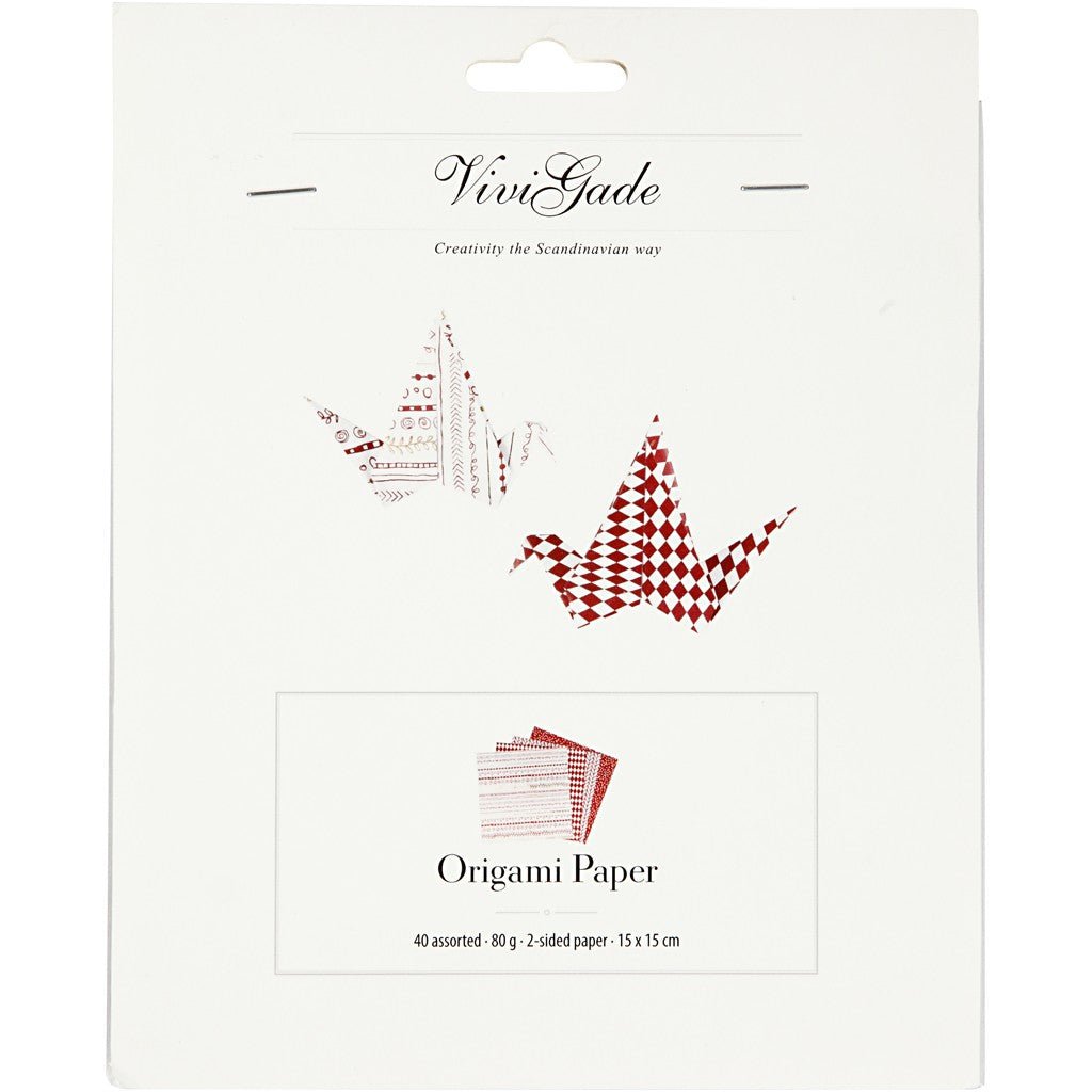 Origami Paper, size 15x15 cm, 80g, red, 40 sheets - Home - Crafts
