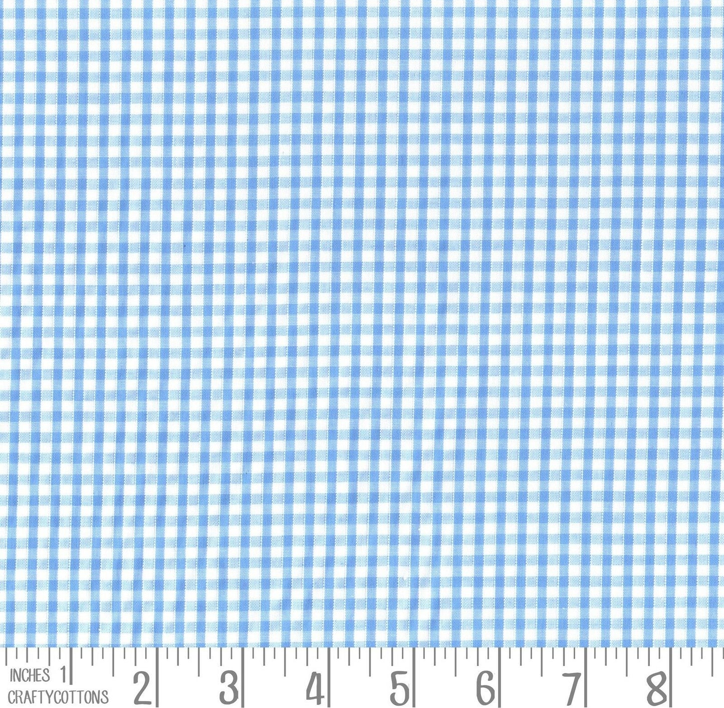 Pale Blue Gingham Polycotton 1/8" Checked Fabric Select Size 112cm Wide - Home - Crafts