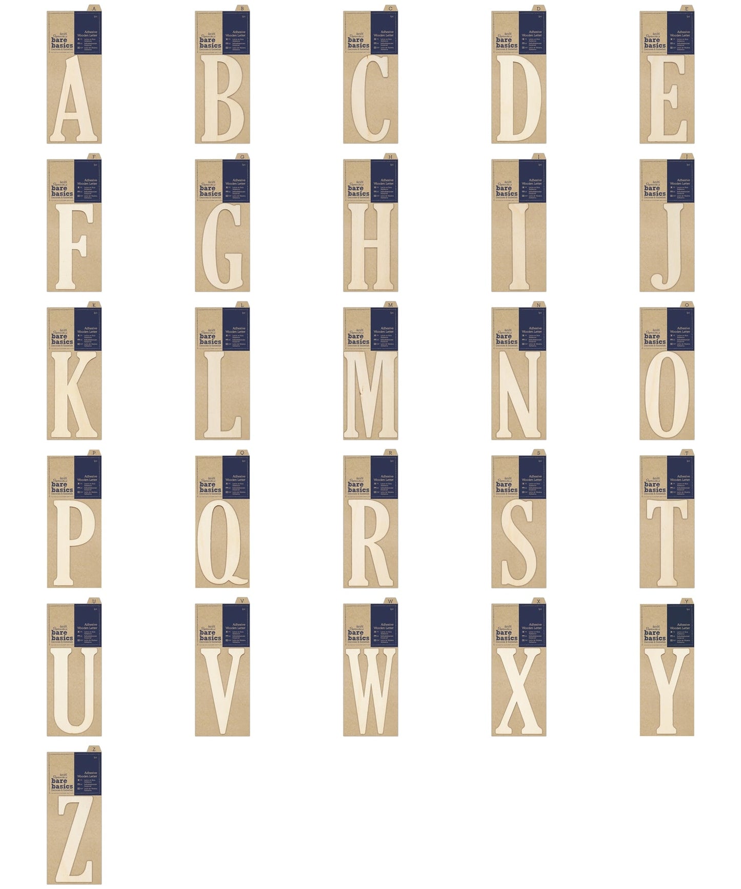 Papermania Bare Basics Adhesive Wooden Alphabet Letters Home Decoration Scrapbooking Crafts - Home - Crafts