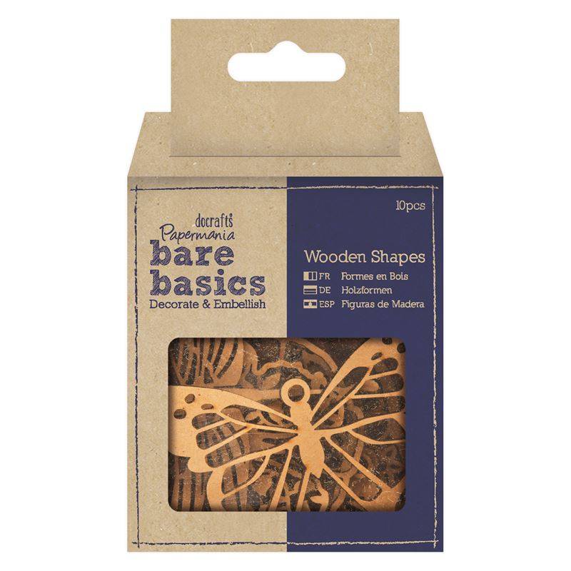 Papermania Bare Basics Florals Butterflies Shaped Wooden Scrapbooking Crafts x 10 - Home - Crafts