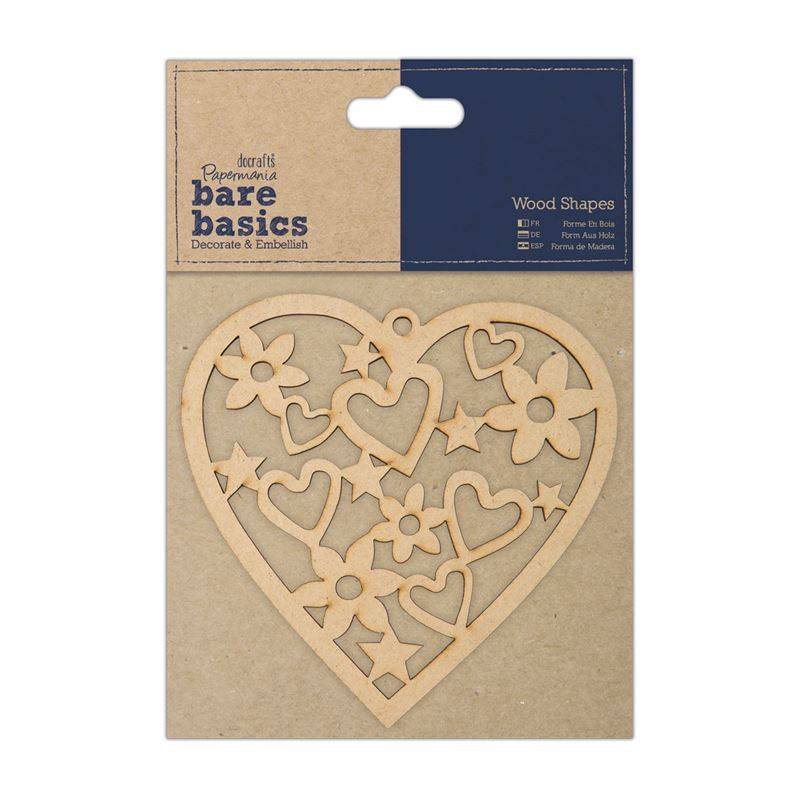Papermania Bare Basics Heart Shaped Wooden Home Decoration Scrapbooking Crafts - Home - Crafts
