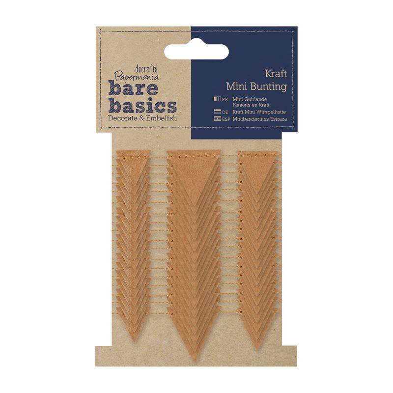 Papermania Bare Basics Kraft Small Triangle Buntings Table Favours Decorations Crafts - Home - Crafts