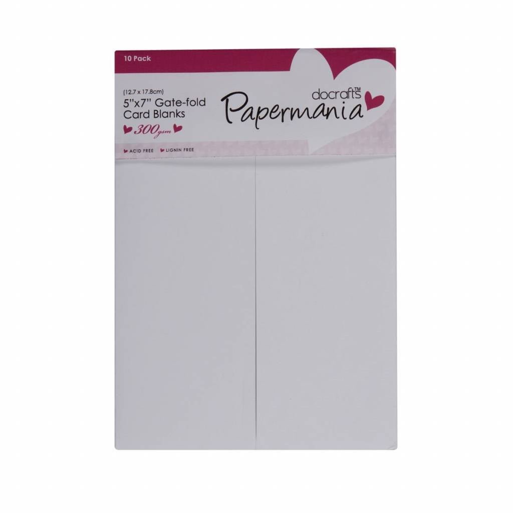 Papermania Blank Gate Fold Cards With Envelopes Pack Of 10 White 12.7cm x 17.8cm - Home - Crafts