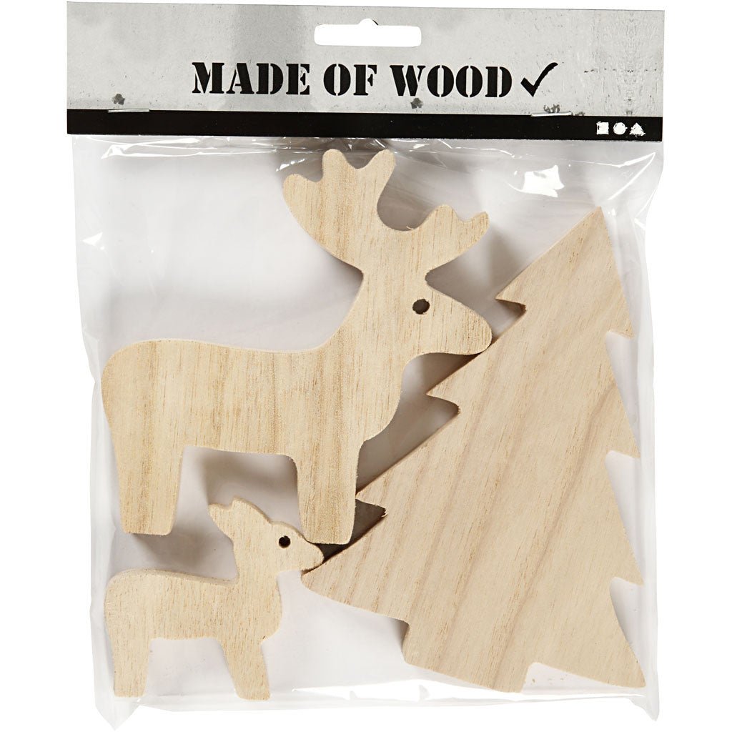 Paulownia Wood Deer Spruce Tree Christmas Decoration Animals Figures Crafts 1.5 cm - Home - Crafts