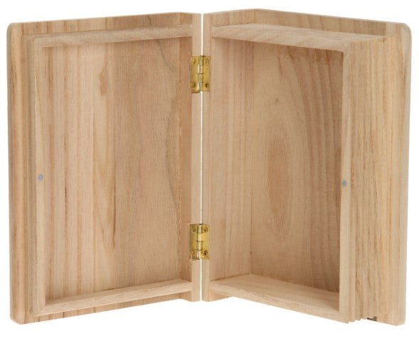Paulownia Wooden Book Shape Box 20cmx14.cmx6.9cm Single Compartment Craft Box