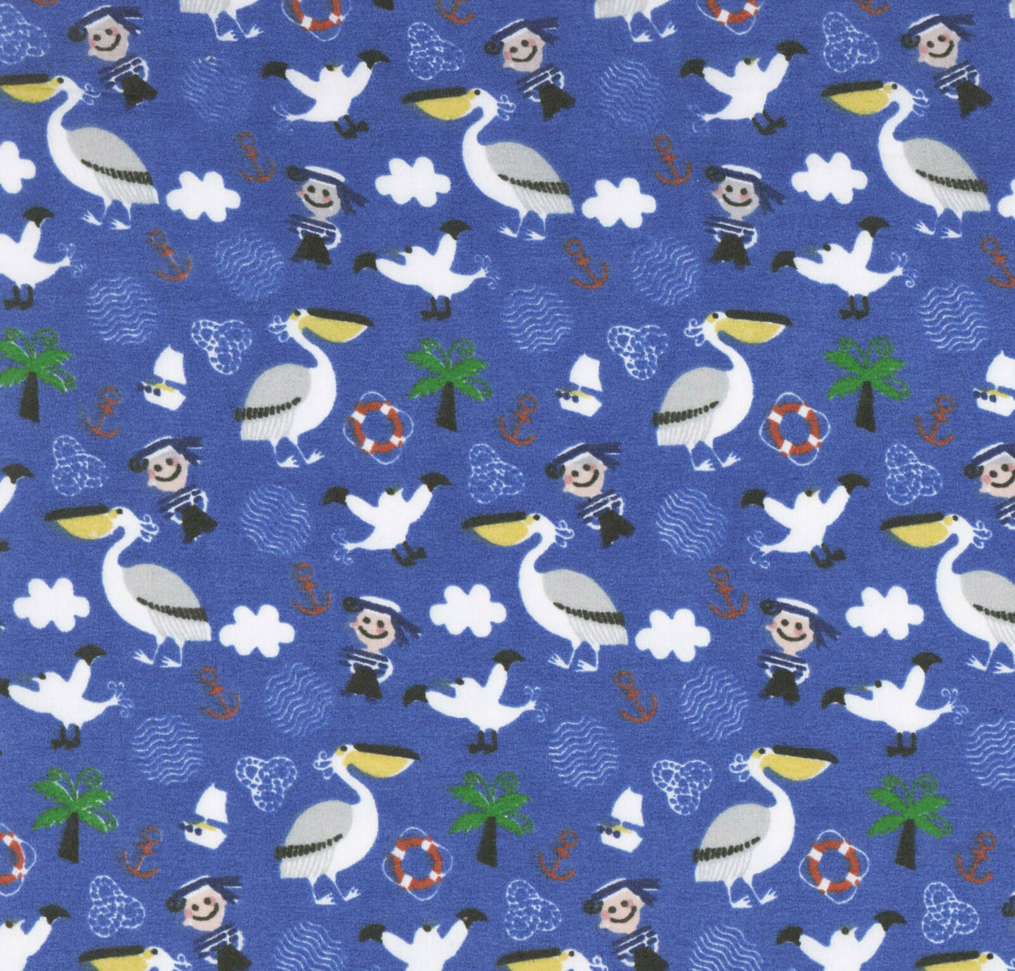 Pirates Royal Blue Polycotton Children Fabric Choose Size - Home - Crafts